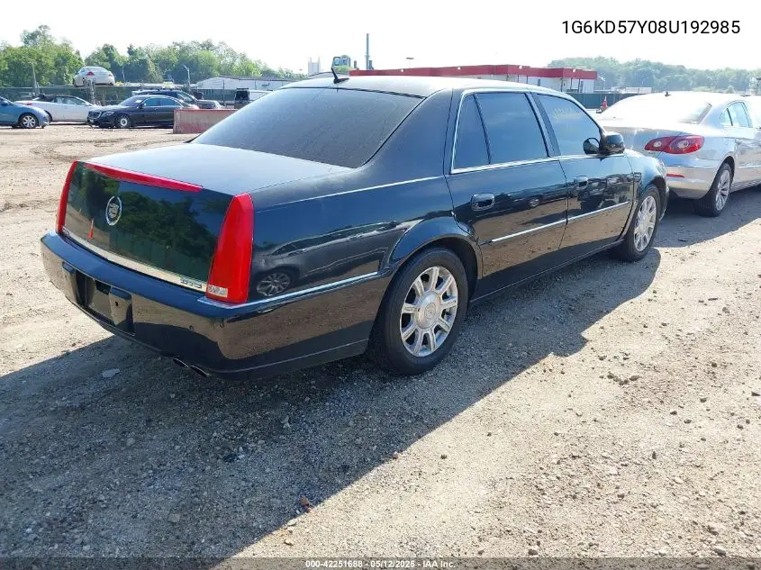 2008 Cadillac Dts 1Sc VIN: 1G6KD57Y08U192985 Lot: 42251688
