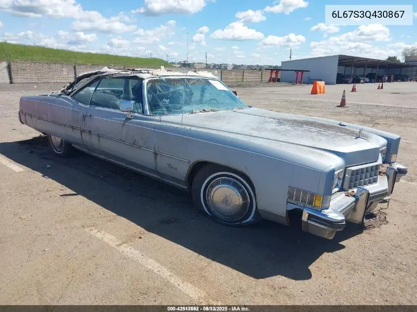 1973 Cadillac Eldorado VIN: 6L67S3Q430867 Lot: 42517592