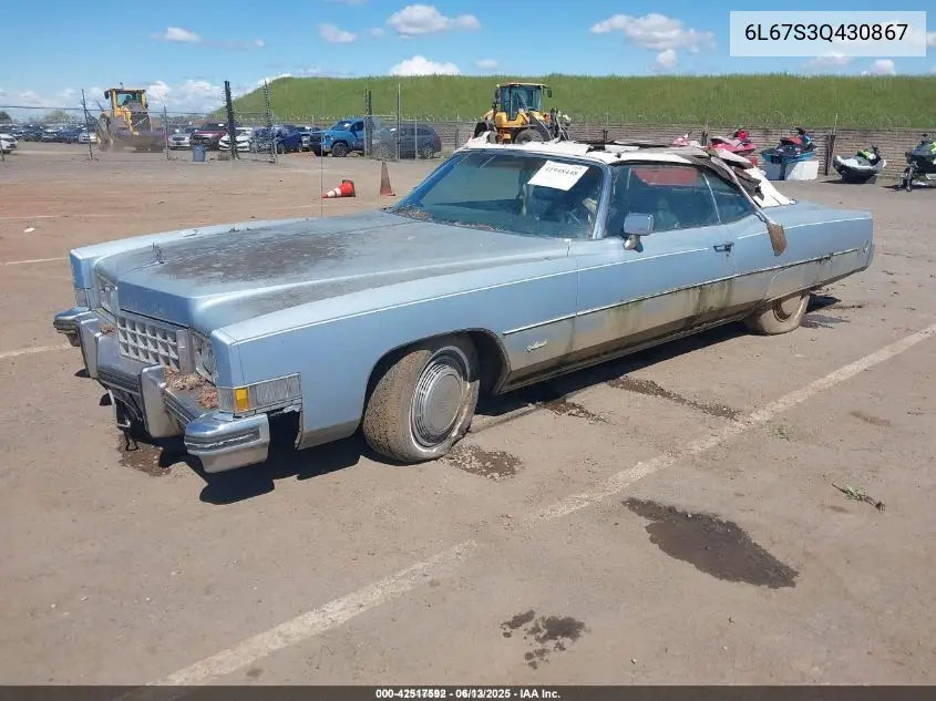 1973 Cadillac Eldorado VIN: 6L67S3Q430867 Lot: 42517592