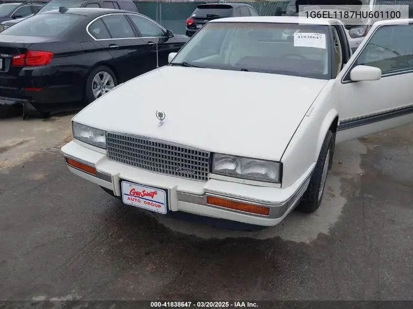 1987 Cadillac Eldorado VIN: 1G6EL1187HU601100 Lot: 41838647