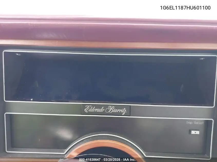 1987 Cadillac Eldorado VIN: 1G6EL1187HU601100 Lot: 41838647
