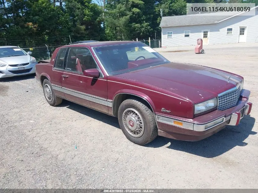1989 Cadillac Eldorado VIN: 1G6EL1154KU618059 Lot: 42816802