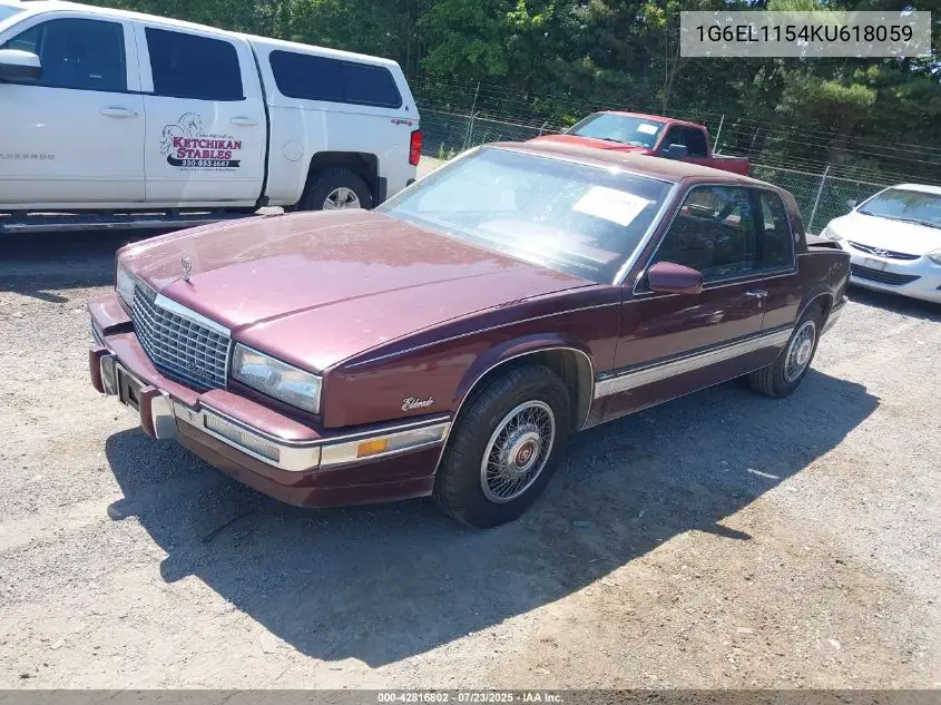 1989 Cadillac Eldorado VIN: 1G6EL1154KU618059 Lot: 42816802
