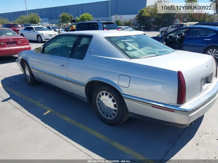 1994 Cadillac Eldorado VIN: 1G6EL12Y0RU600922 Lot: 42818110