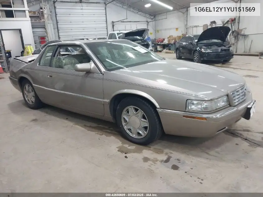 2000 Cadillac Eldorado Esc VIN: 1G6EL12Y1YU151569 Lot: 42650609