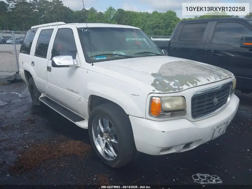 2000 Cadillac Escalade Standard VIN: 1GYEK13RXYR120258 Lot: 42270983