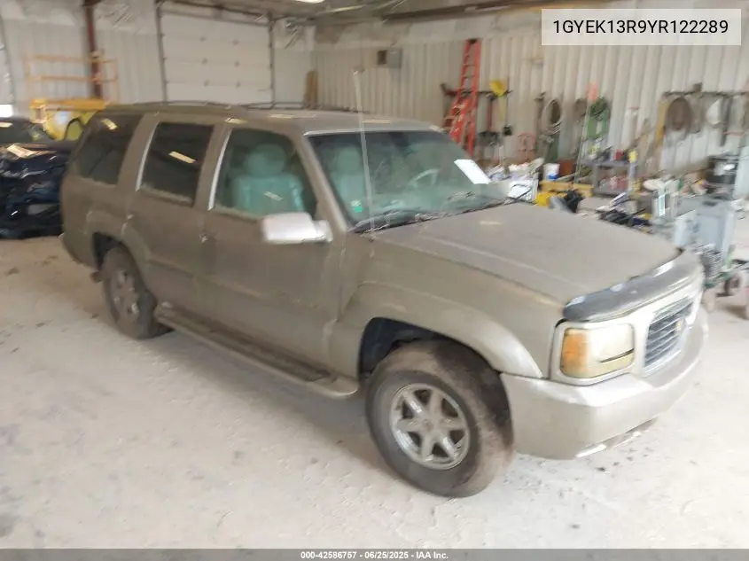 2000 Cadillac Escalade Standard VIN: 1GYEK13R9YR122289 Lot: 42586757