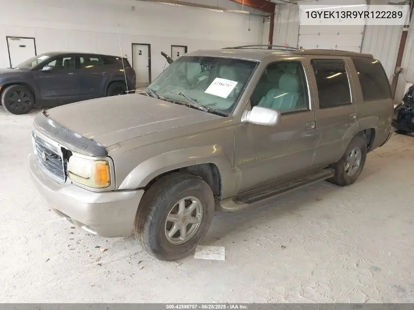 2000 Cadillac Escalade Standard VIN: 1GYEK13R9YR122289 Lot: 42586757