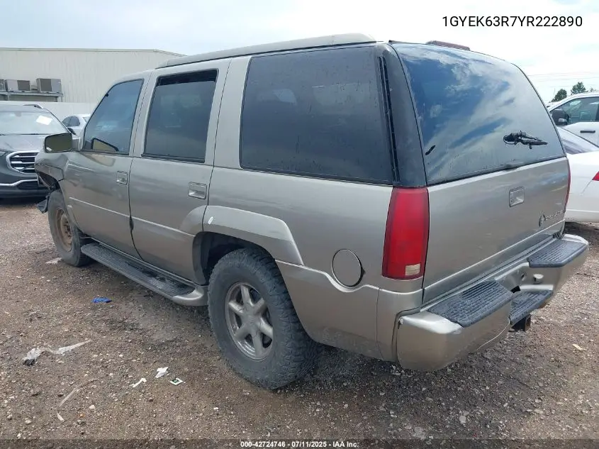 2000 Cadillac Escalade Standard VIN: 1GYEK63R7YR222890 Lot: 42724746