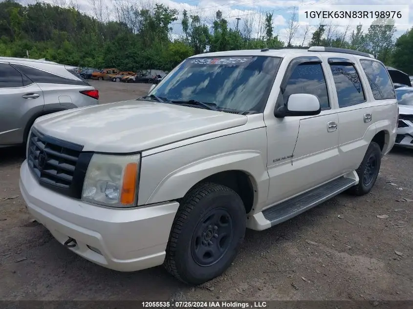 2003 Cadillac Escalade VIN: 1GYEK63N83R198976 Lot: 12055535