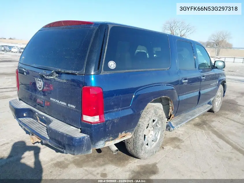 2003 Cadillac Escalade Esv Standard VIN: 3GYFK66N53G297318 Lot: 41909969