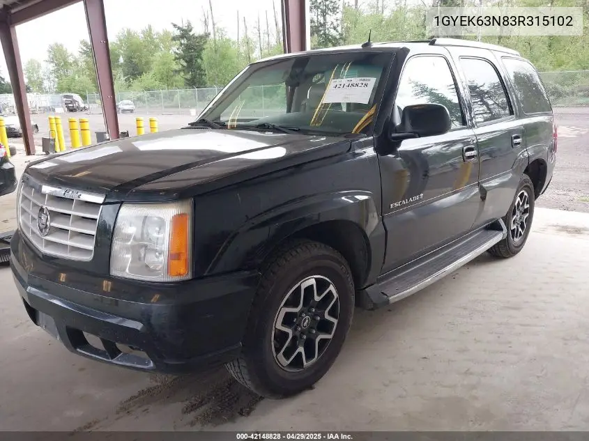2003 Cadillac Escalade Standard VIN: 1GYEK63N83R315102 Lot: 42148828