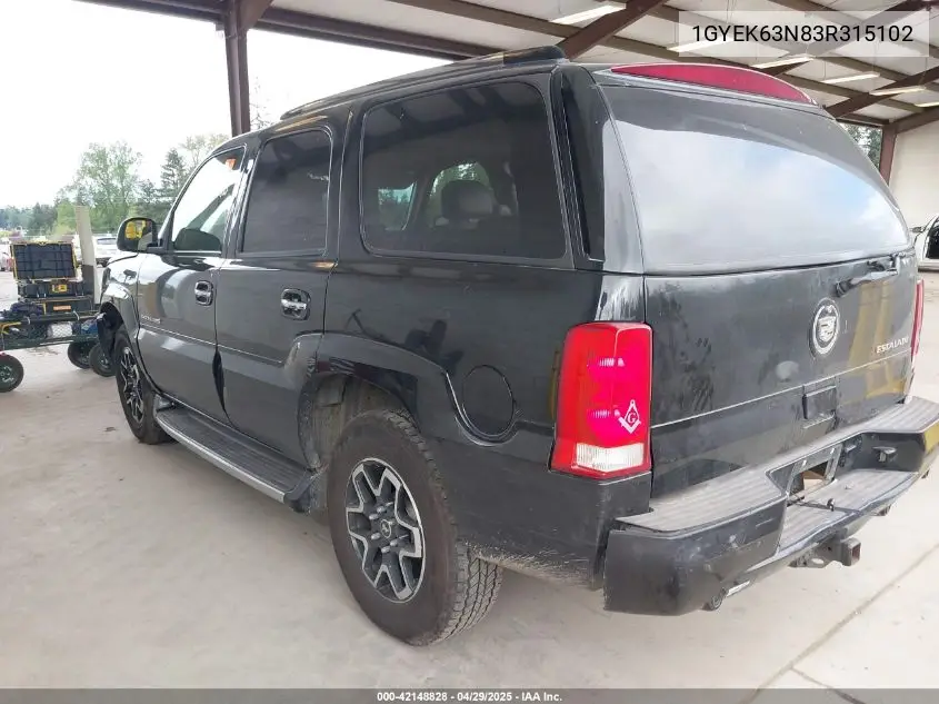 2003 Cadillac Escalade Standard VIN: 1GYEK63N83R315102 Lot: 42148828