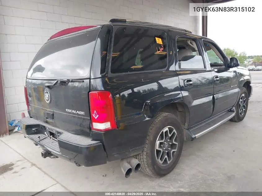 2003 Cadillac Escalade Standard VIN: 1GYEK63N83R315102 Lot: 42148828