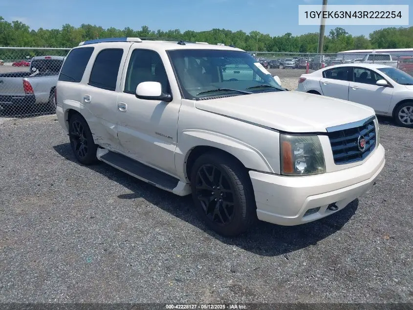 2003 Cadillac Escalade Standard VIN: 1GYEK63N43R222254 Lot: 42228127