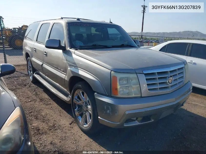 2003 Cadillac Escalade Esv Standard VIN: 3GYFK66N13G207839 Lot: 42478761