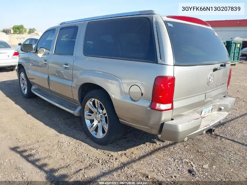 2003 Cadillac Escalade Esv Standard VIN: 3GYFK66N13G207839 Lot: 42478761