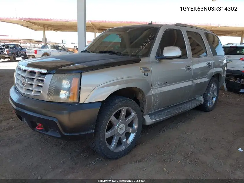 2003 Cadillac Escalade Standard VIN: 1GYEK63N03R314302 Lot: 42521140