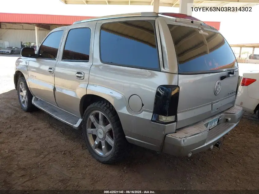2003 Cadillac Escalade Standard VIN: 1GYEK63N03R314302 Lot: 42521140