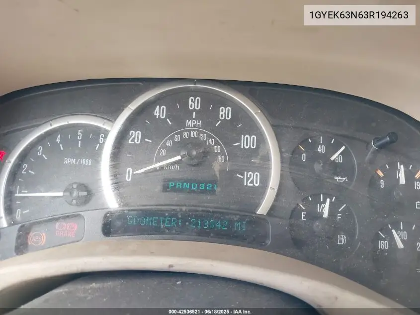 2003 Cadillac Escalade Standard VIN: 1GYEK63N63R194263 Lot: 42536521