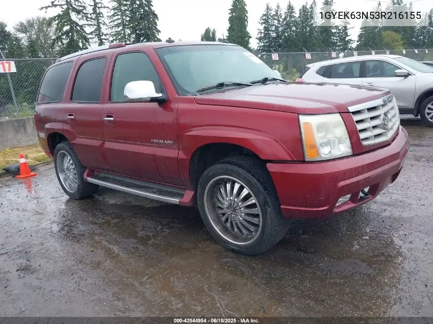2003 Cadillac Escalade Standard VIN: 1GYEK63N53R216155 Lot: 42544954