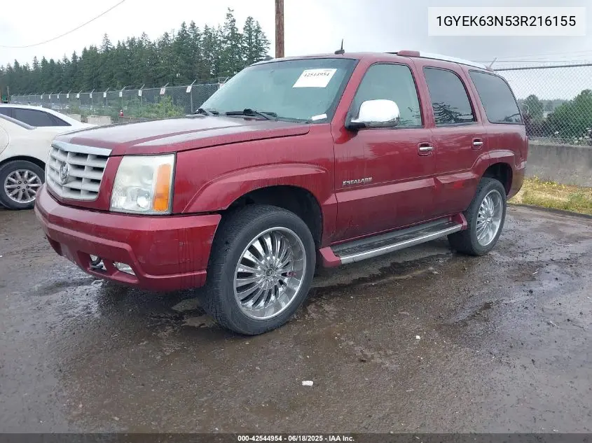 2003 Cadillac Escalade Standard VIN: 1GYEK63N53R216155 Lot: 42544954
