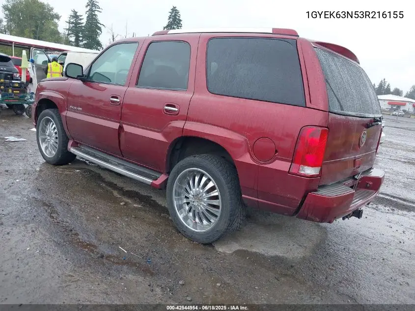 2003 Cadillac Escalade Standard VIN: 1GYEK63N53R216155 Lot: 42544954