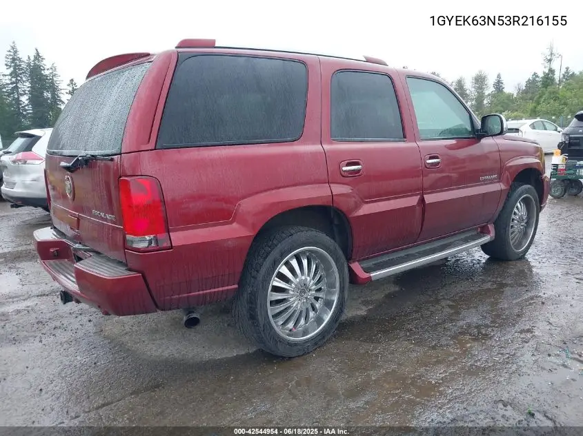 2003 Cadillac Escalade Standard VIN: 1GYEK63N53R216155 Lot: 42544954