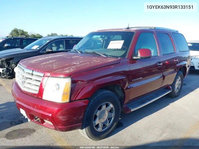 2003 Cadillac Escalade Standard VIN: 1GYEK63N93R133151 Lot: 42552106