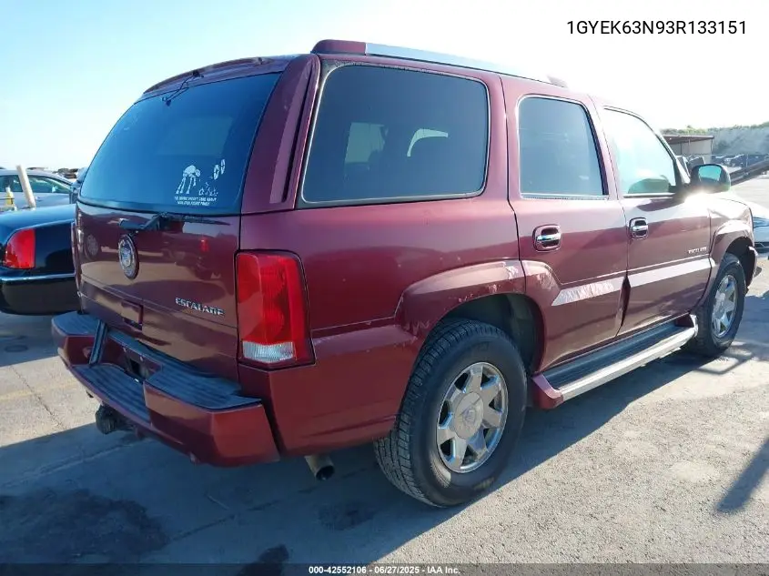 2003 Cadillac Escalade Standard VIN: 1GYEK63N93R133151 Lot: 42552106