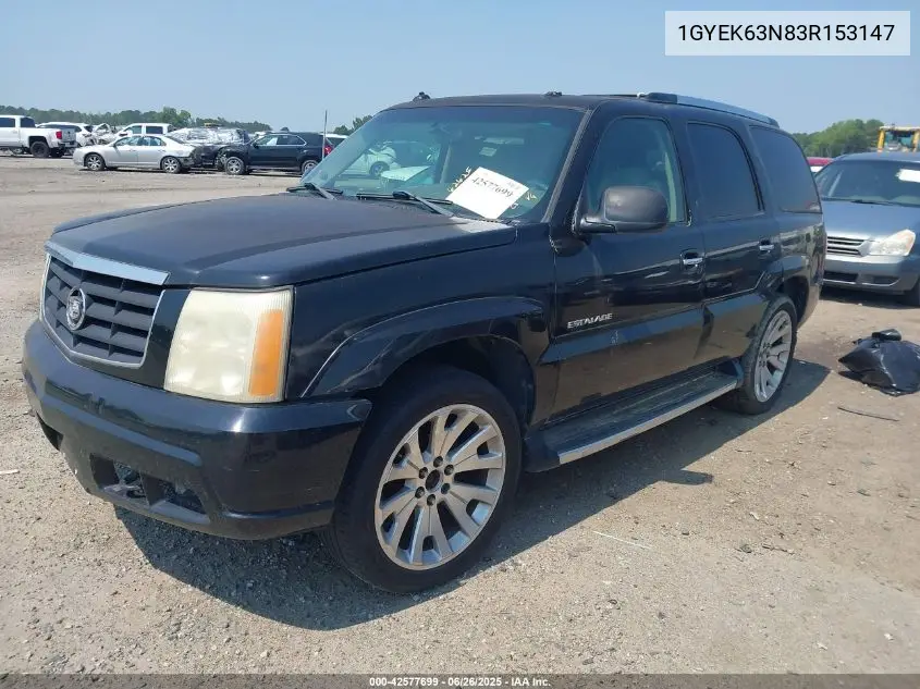 2003 Cadillac Escalade Standard VIN: 1GYEK63N83R153147 Lot: 42577699