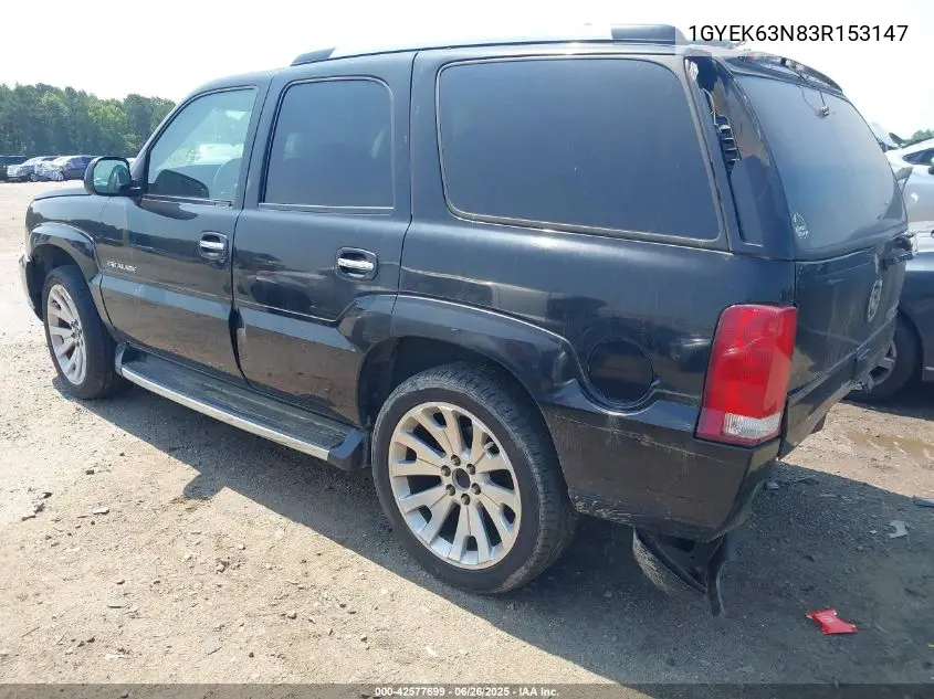 2003 Cadillac Escalade Standard VIN: 1GYEK63N83R153147 Lot: 42577699