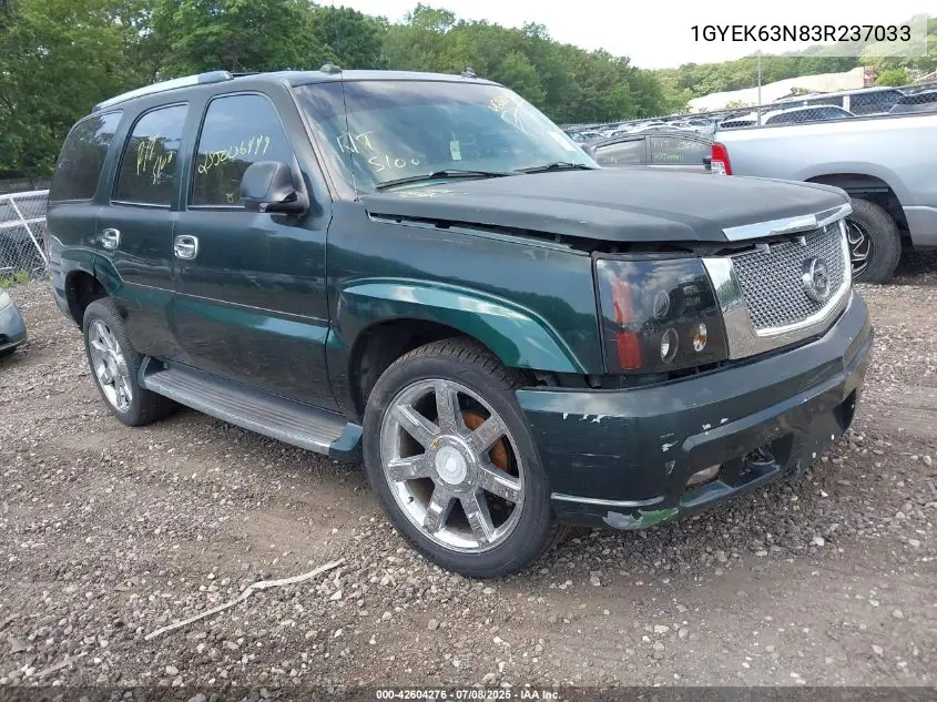 2003 Cadillac Escalade Standard VIN: 1GYEK63N83R237033 Lot: 42604276