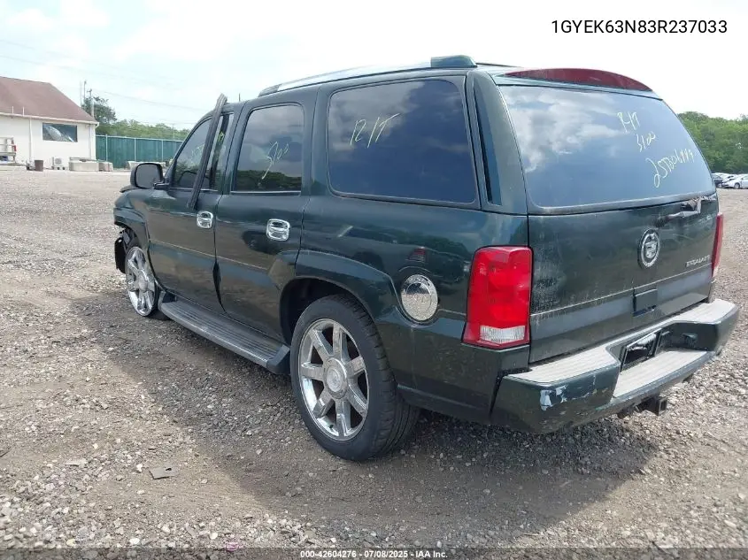 2003 Cadillac Escalade Standard VIN: 1GYEK63N83R237033 Lot: 42604276