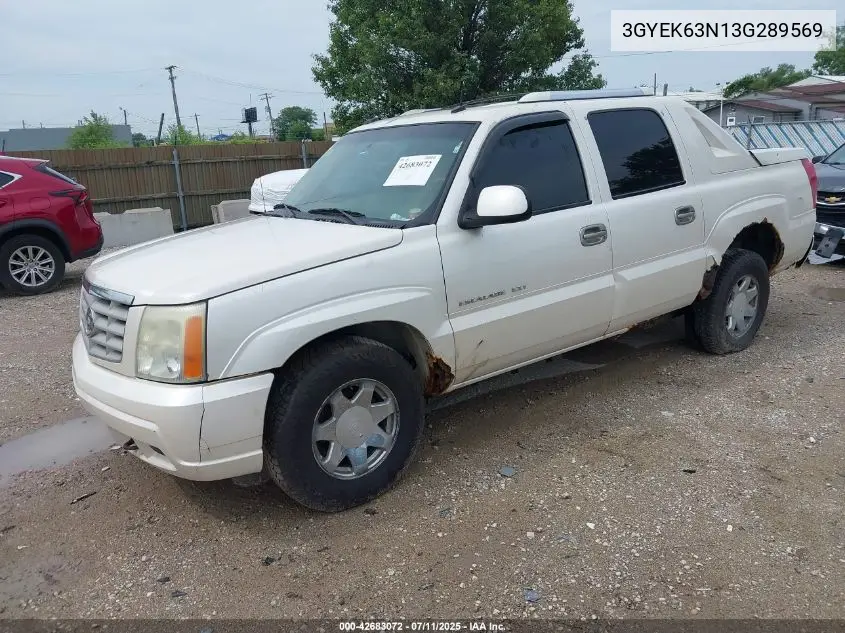 2003 Cadillac Escalade Ext Standard VIN: 3GYEK63N13G289569 Lot: 42683072
