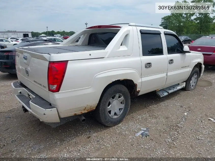 2003 Cadillac Escalade Ext Standard VIN: 3GYEK63N13G289569 Lot: 42683072
