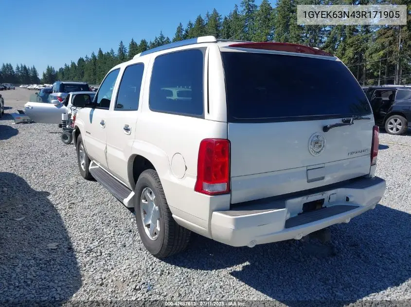 2003 Cadillac Escalade Standard VIN: 1GYEK63N43R171905 Lot: 42687613