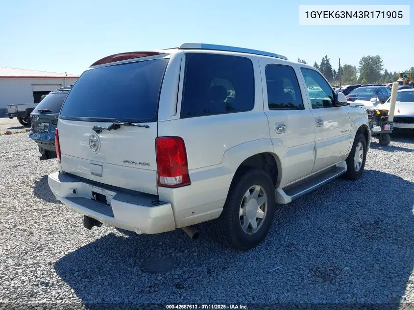 2003 Cadillac Escalade Standard VIN: 1GYEK63N43R171905 Lot: 42687613