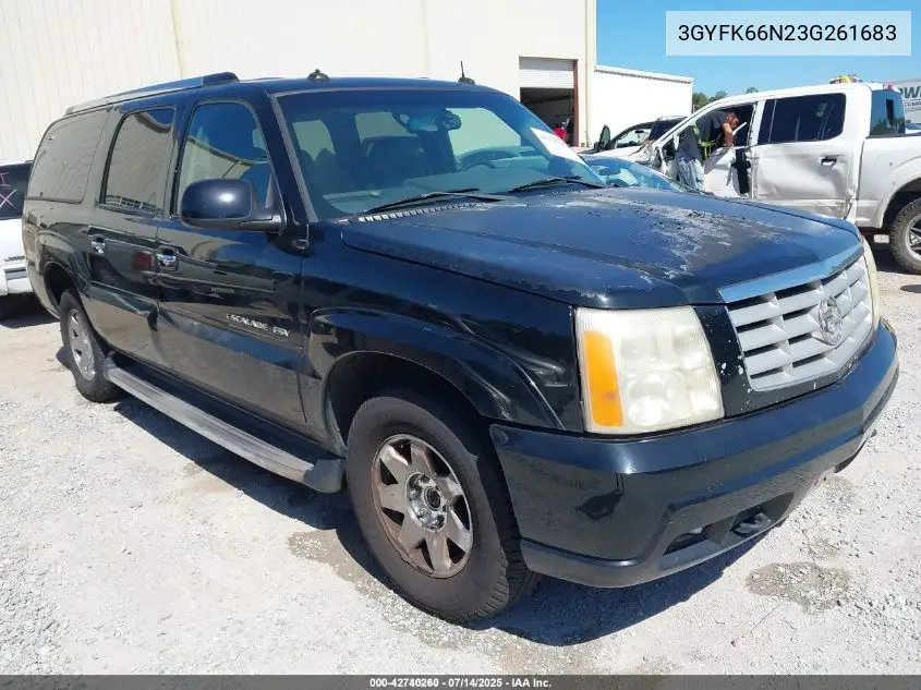 2003 Cadillac Escalade Esv Standard VIN: 3GYFK66N23G261683 Lot: 42740260