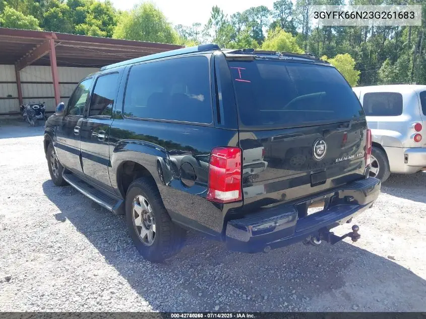 2003 Cadillac Escalade Esv Standard VIN: 3GYFK66N23G261683 Lot: 42740260
