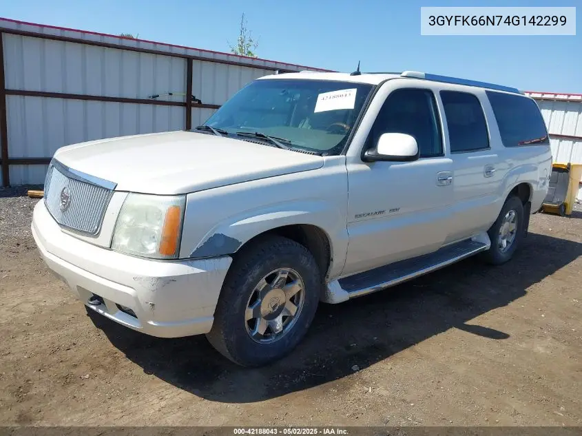 2004 Cadillac Escalade Esv Standard VIN: 3GYFK66N74G142299 Lot: 42188043