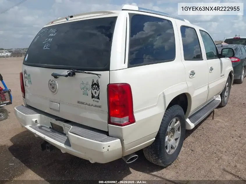 2004 Cadillac Escalade Standard VIN: 1GYEK63NX4R222955 Lot: 42588967