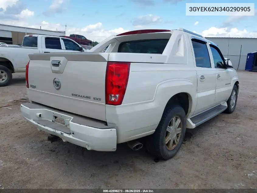 2004 Cadillac Escalade Ext Standard VIN: 3GYEK62N34G290905 Lot: 42596273