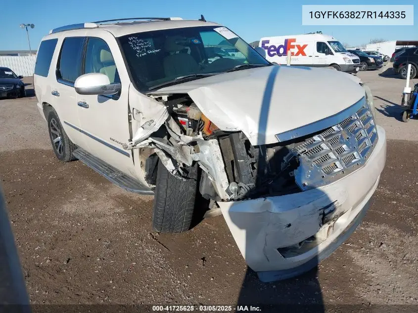 2007 Cadillac Escalade Standard VIN: 1GYFK63827R144335 Lot: 41725625