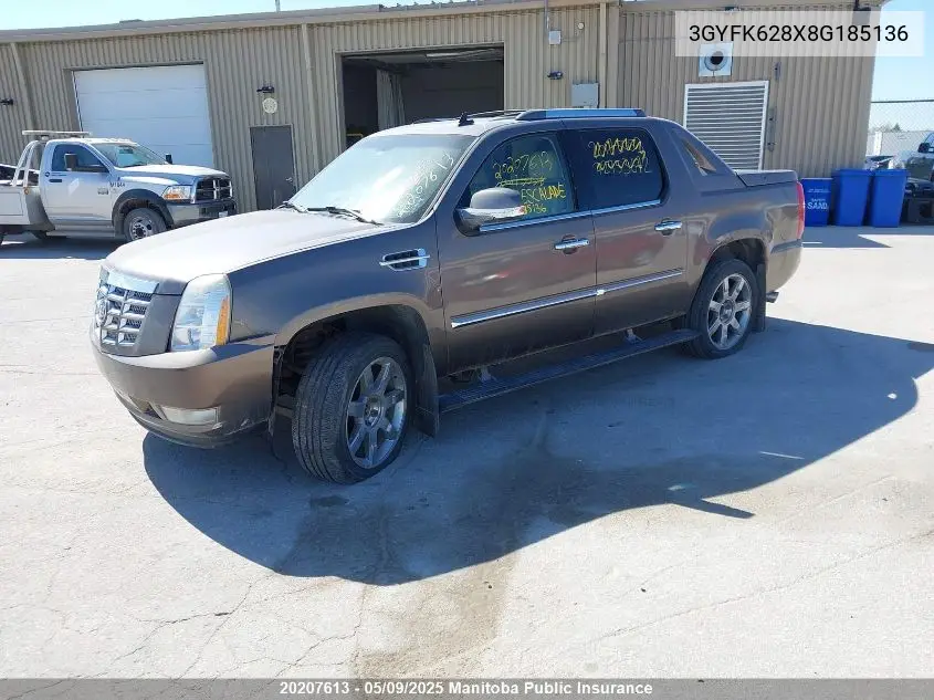 2008 Cadillac Escalade Ext VIN: 3GYFK628X8G185136 Lot: 20207613