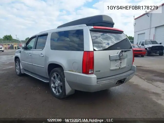 2011 Cadillac Escalade Esv Luxury VIN: 1GYS4HEF0BR178279 Lot: 12295300