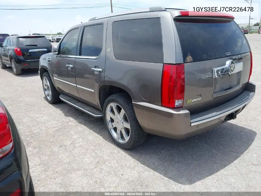 2012 Cadillac Escalade Hybrid Standard VIN: 1GYS3EEJ7CR226478 Lot: 42567425