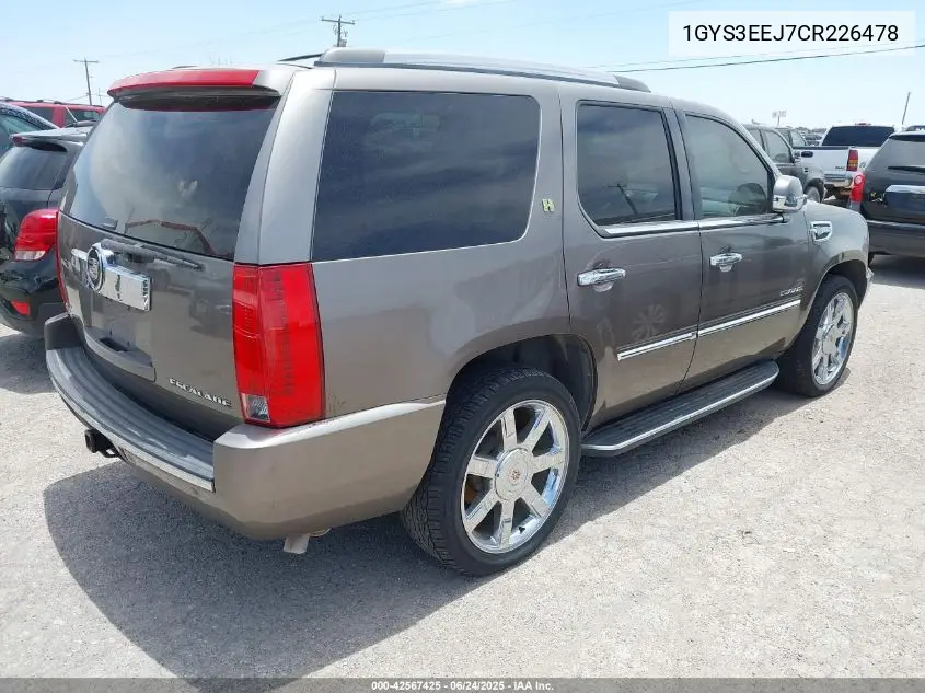 2012 Cadillac Escalade Hybrid Standard VIN: 1GYS3EEJ7CR226478 Lot: 42567425