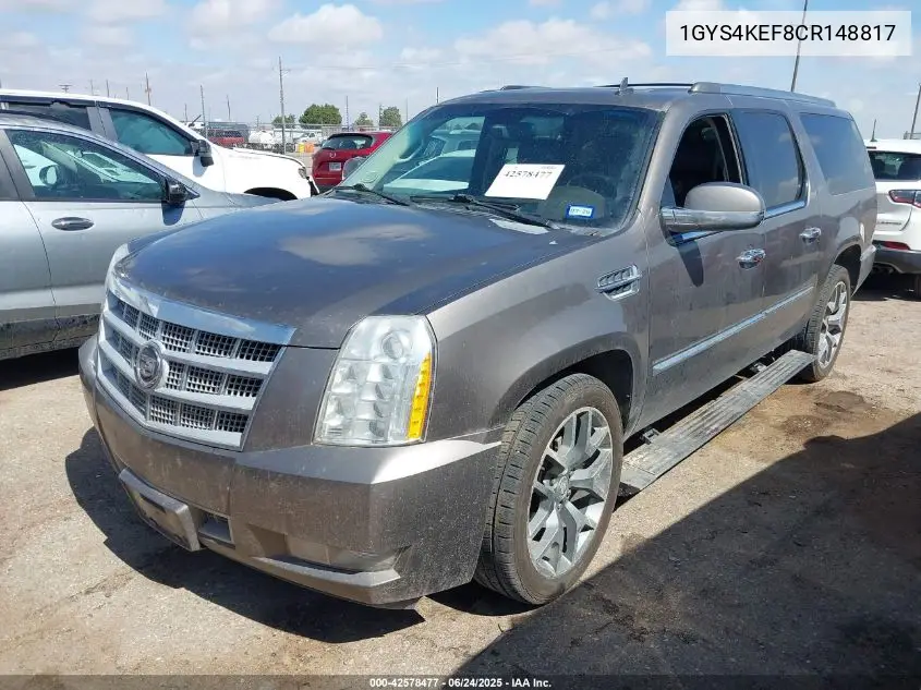 2012 Cadillac Escalade Esv Platinum Edition VIN: 1GYS4KEF8CR148817 Lot: 42578477