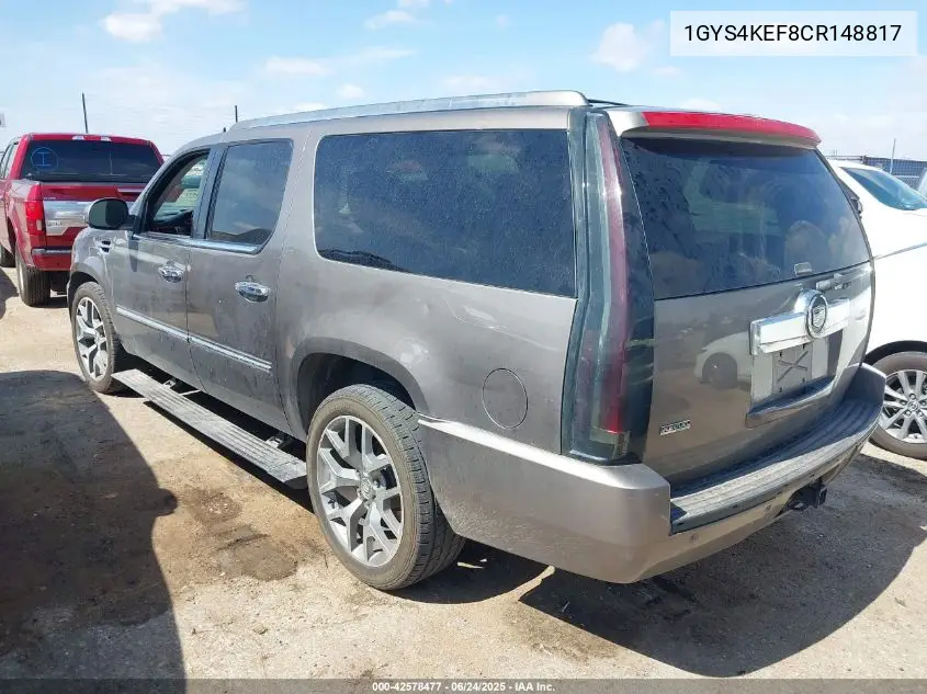 2012 Cadillac Escalade Esv Platinum Edition VIN: 1GYS4KEF8CR148817 Lot: 42578477